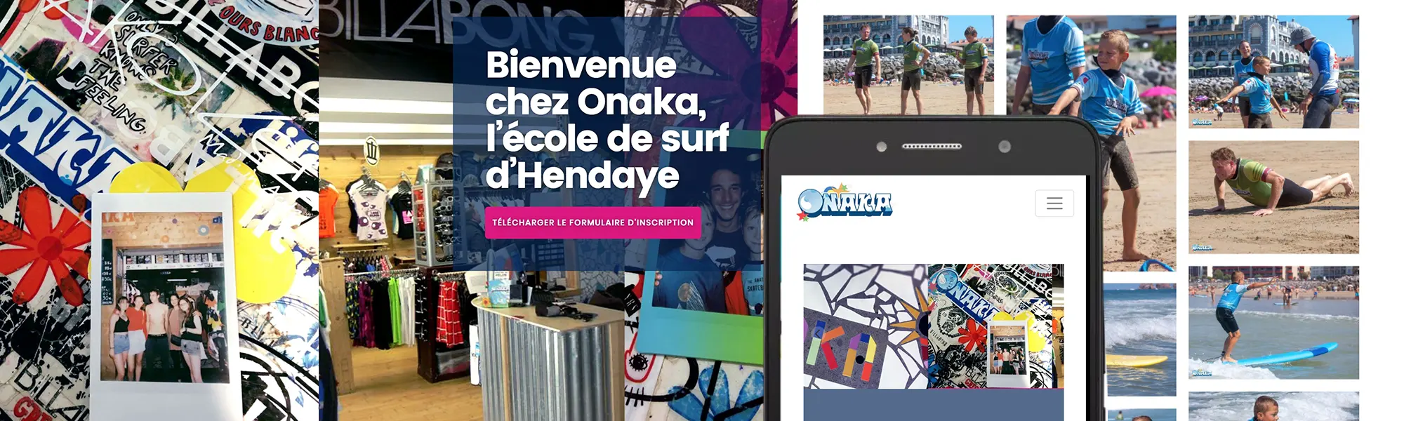 Onaka, webdesign de l'école de surf d'Hendaye